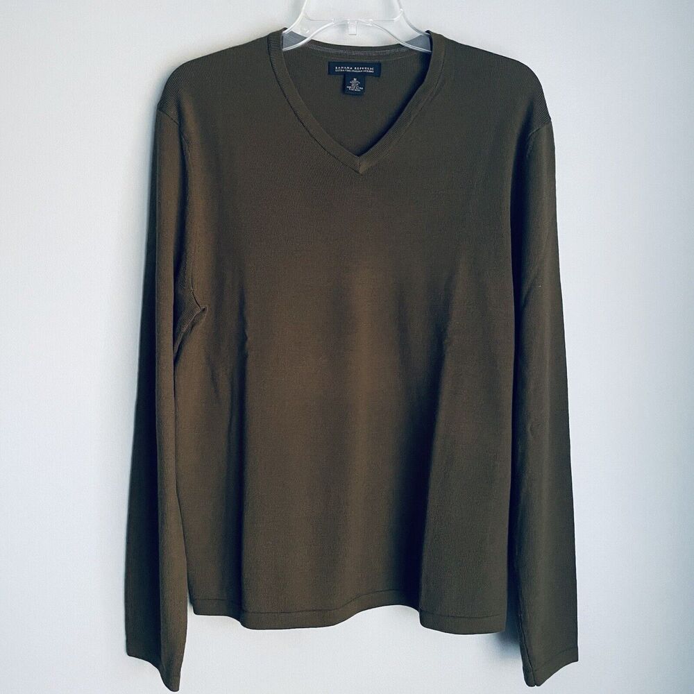 Banana Republic 100% Extra Fine Italian Merino Wool Sweater Men Medium Olive